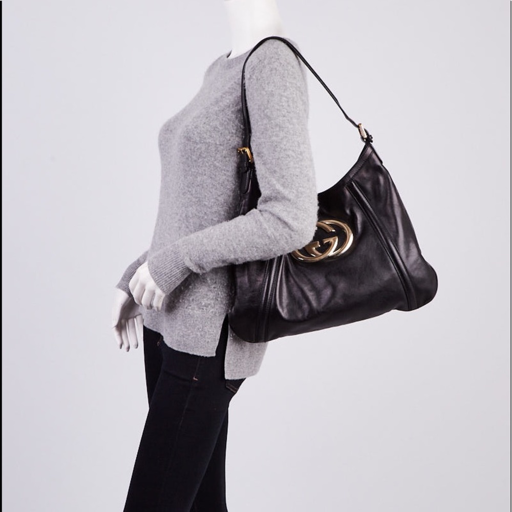 Authentic  Gucci Britt Leather Hobo Handbag
